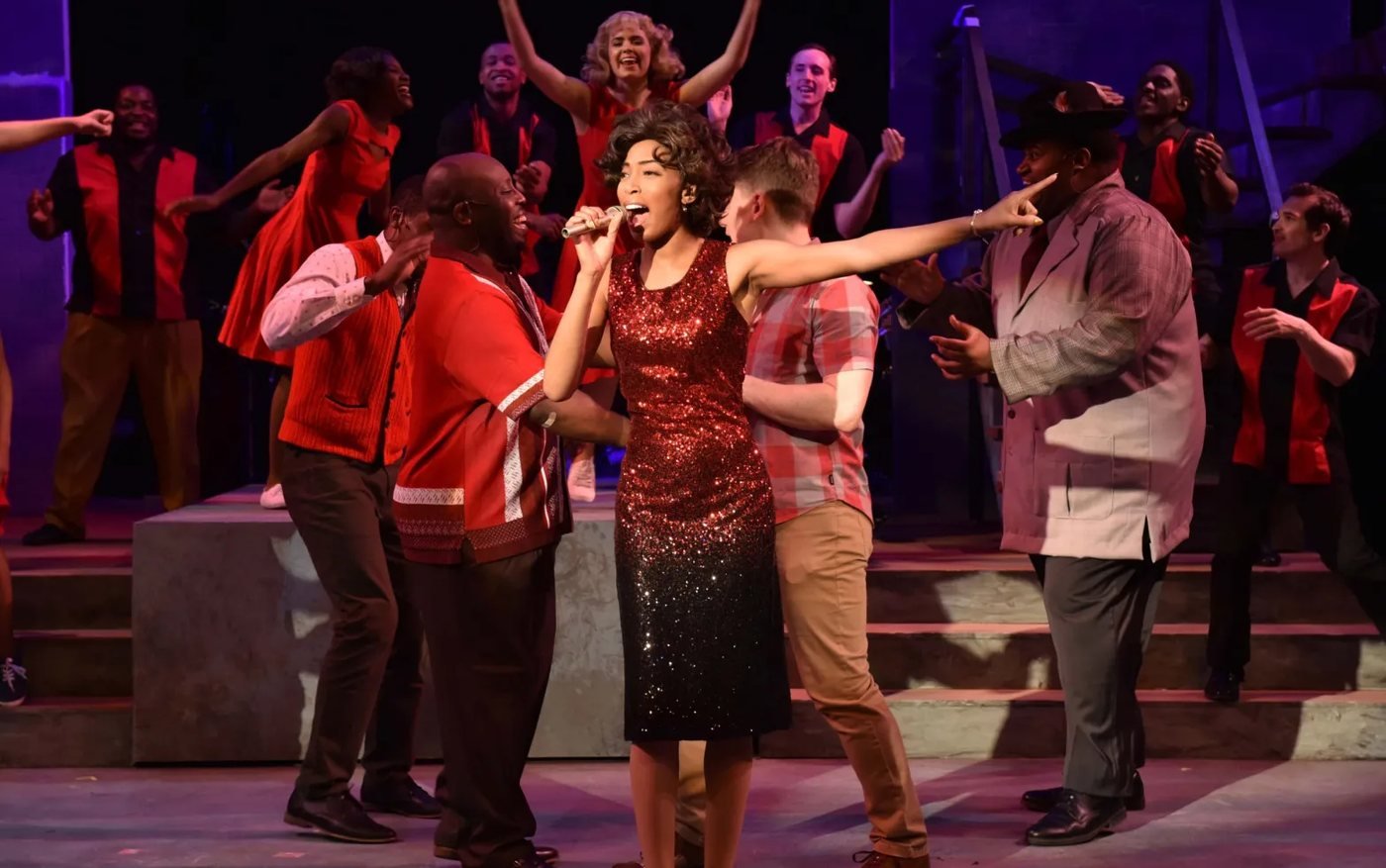The company of Memphis! mid-song